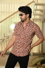 Bagru Handblock Printed Cotton Designer Multicolor Men’s Shirt