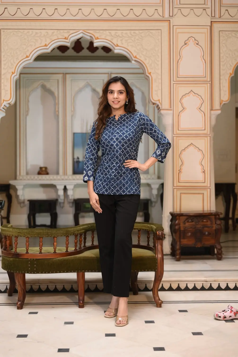 Block Printed Designer Cotton Top – Handcrafted Ethnic Wear for Women Block Printed Designer Cotton Top – Handcrafted Ethnic Wear for Women