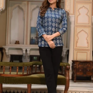 Block Printed Designer Cotton Top – Handcrafted Ethnic Wear for Women