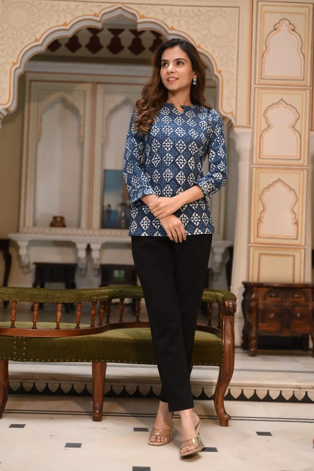 Block Printed Designer Cotton Top – Handcrafted Ethnic Wear for Women Block Printed Designer Cotton Top – Handcrafted Ethnic Wear for Women