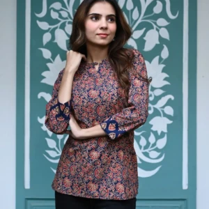 Block Printed Designer Cotton Top – Handcrafted Ethnic Wear for Women
