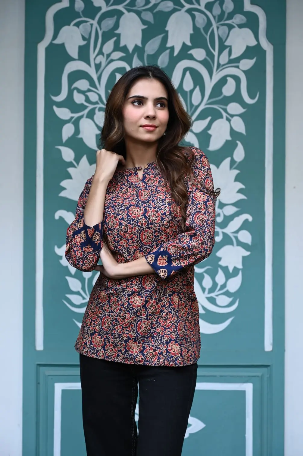 Block Printed Designer Cotton Top – Handcrafted Ethnic Wear for Women Block Printed Designer Cotton Top – Handcrafted Ethnic Wear for Women