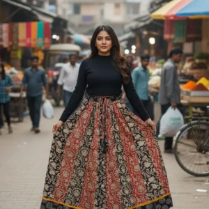 Bagru HandBlock Printed Cotton Designer Skirt