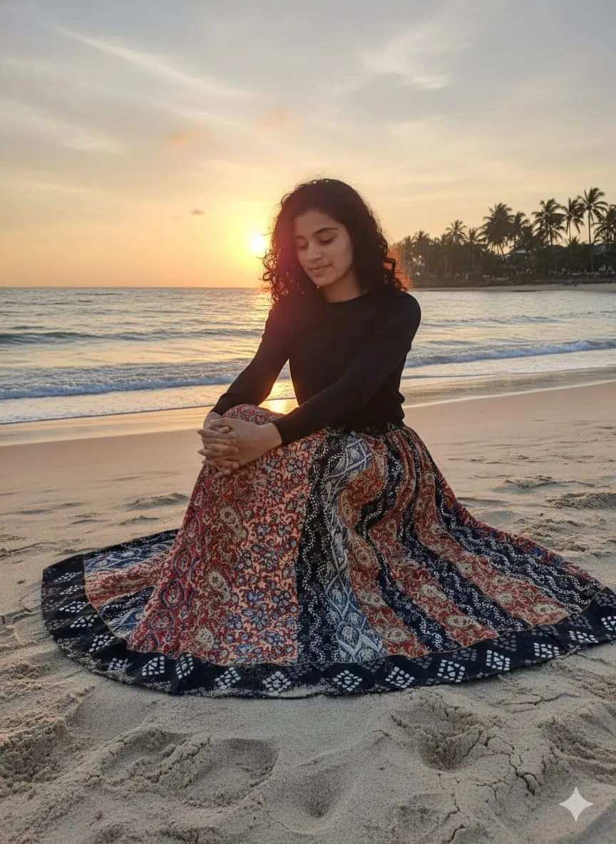 Bagru Handblock Printed Cotton Designer Multicolor Skirt Bagru Handblock Printed Cotton Designer Multicolor Skirt