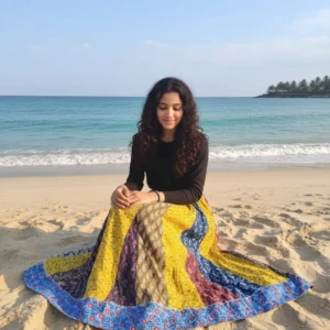 Bagru Handblock Printed Cotton Designer Multicolor Skirt