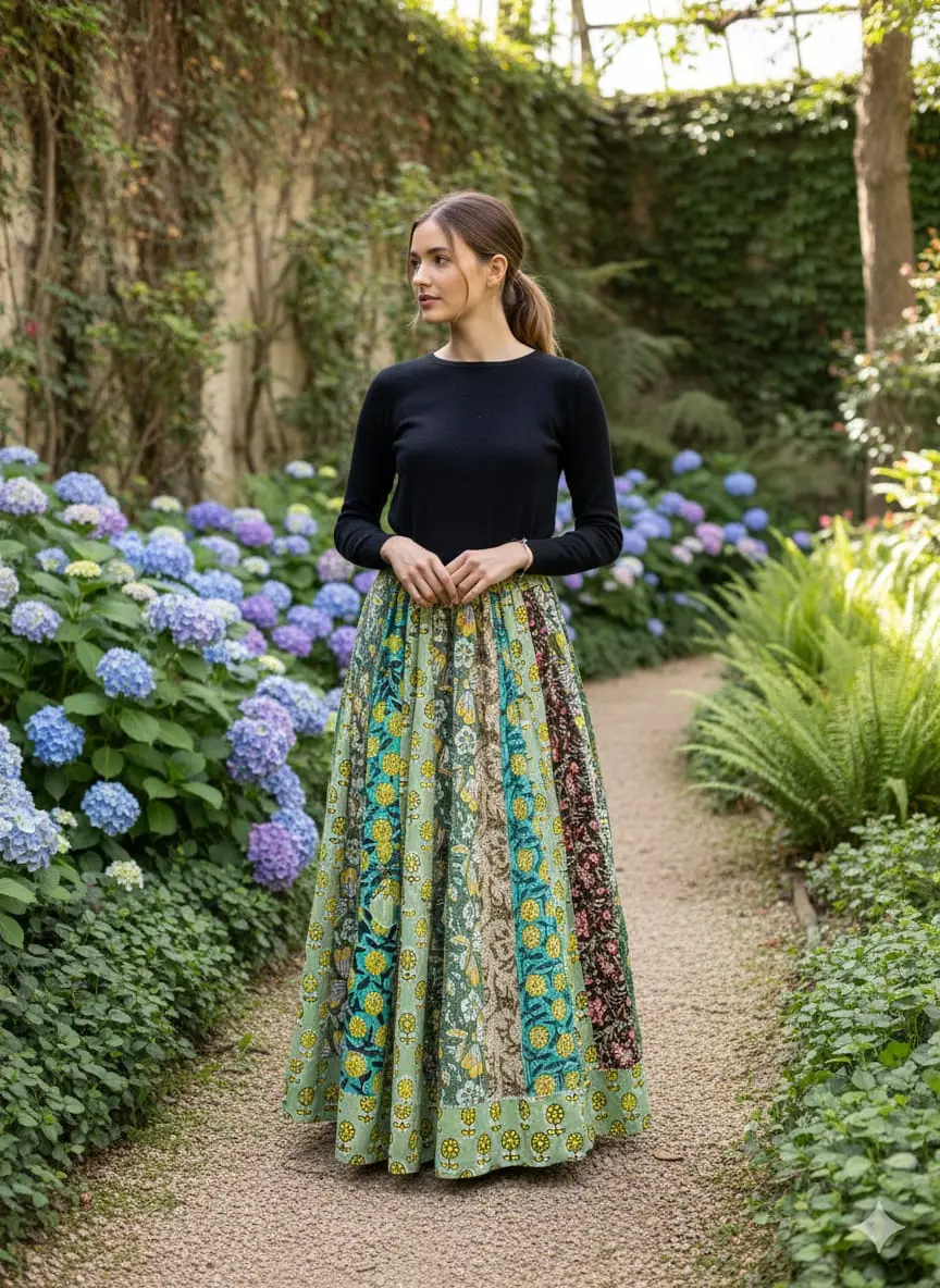 Bagru HandBlock Printed Cotton Designer Skirt Bagru HandBlock Printed Cotton Designer Skirt