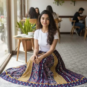 Bagru HandBlock Printed Cotton Designer Skirt