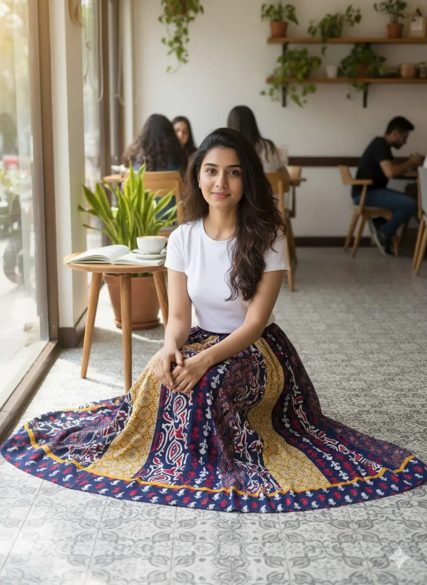 Bagru HandBlock Printed Cotton Designer Skirt Bagru HandBlock Printed Cotton Designer Skirt