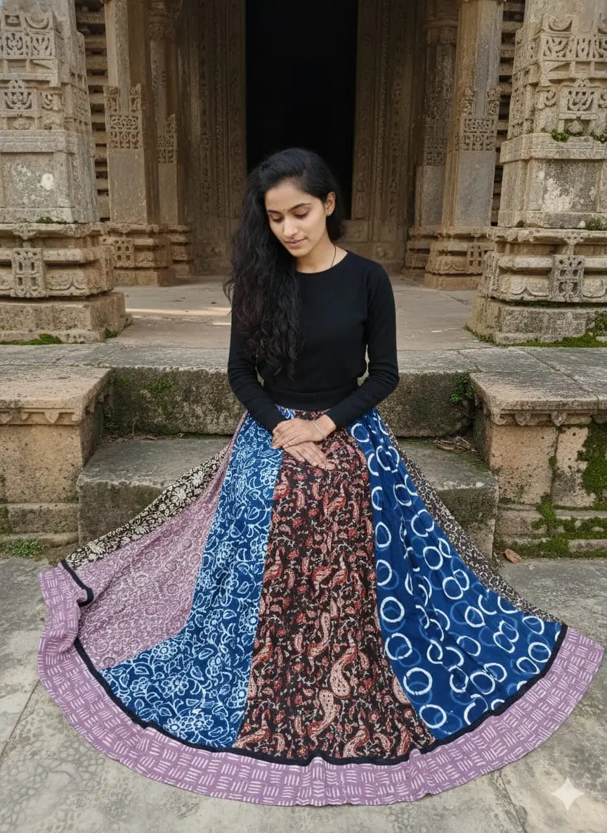 Bagru HandBlock Printed Cotton Designer Skirt Bagru HandBlock Printed Cotton Designer Skirt