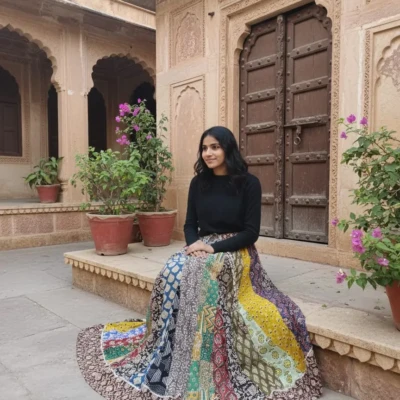 Bagru HandBlock Printed Cotton Designer Skirt